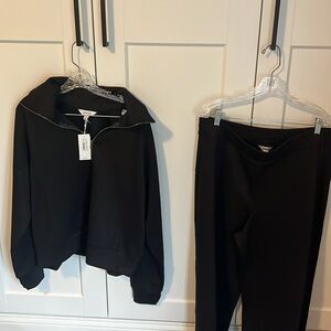 Spanx Air Essentials Wide Leg Pants and Half Zip Matching Shimmer Set!